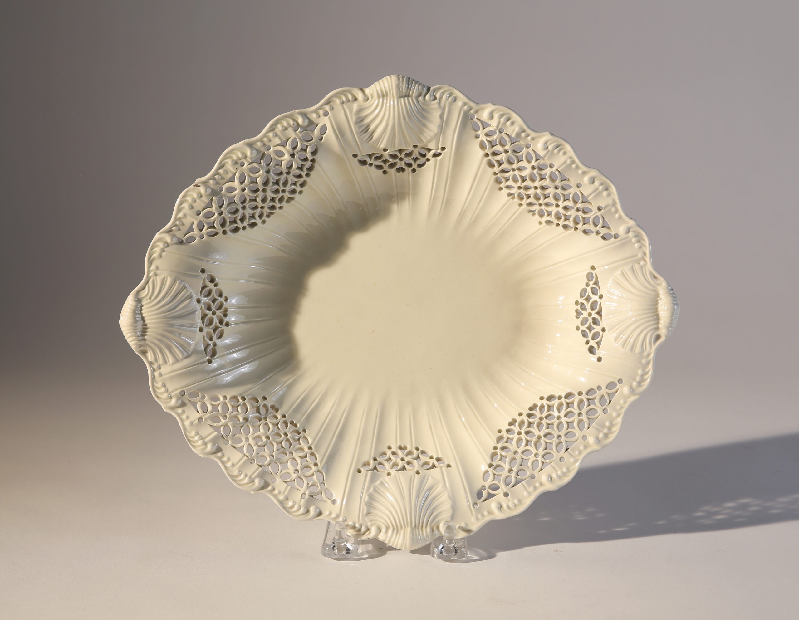 Shell Rim Motif Creamware Creamware serving dish with shell decoration and reticulated, pierced ...